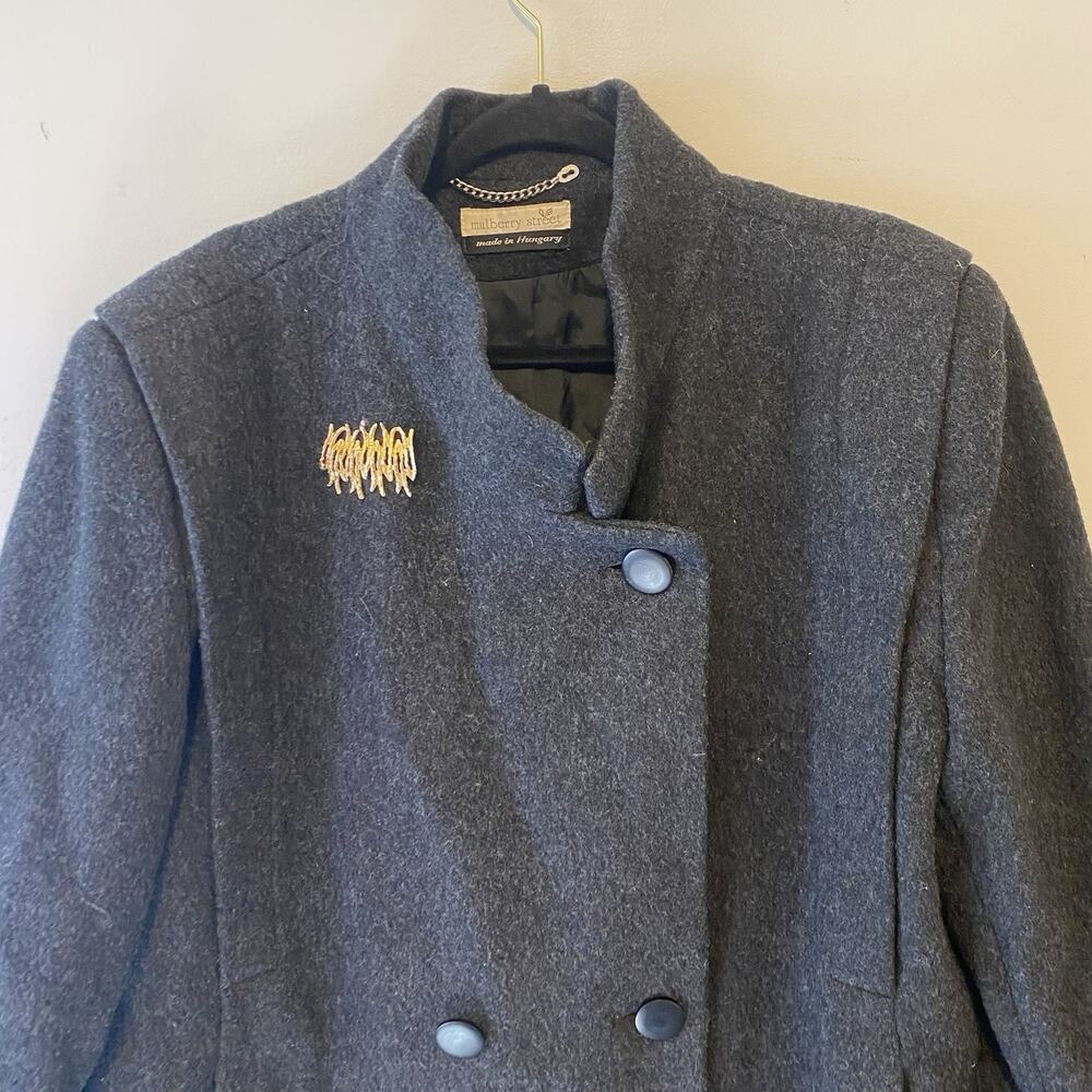 Vintage Luxury Tweed Wool Nylon Double Breasted Peacoat Women Sz 22 Preppy - Picture 7 of 9